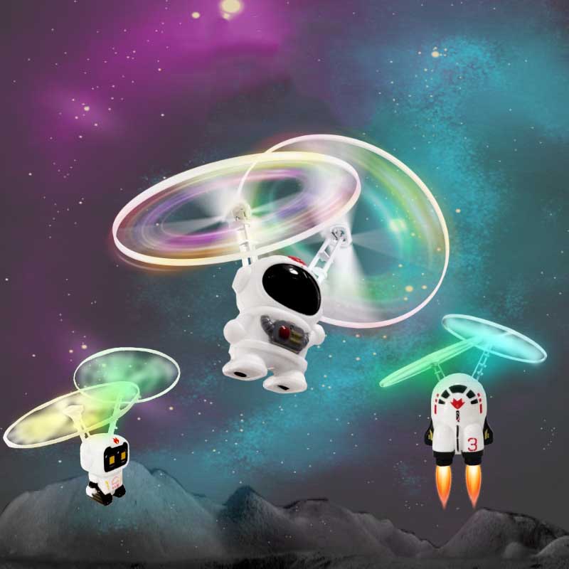 Space-themed flying toy, astronaut figure piloting a futuristic vehicle, great kids gift