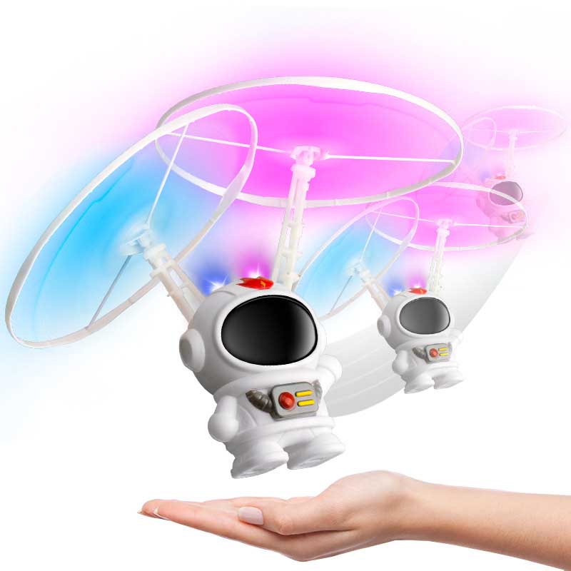 Remote control flying toy for kids, detailed astronaut and space vehicle design, indoor use