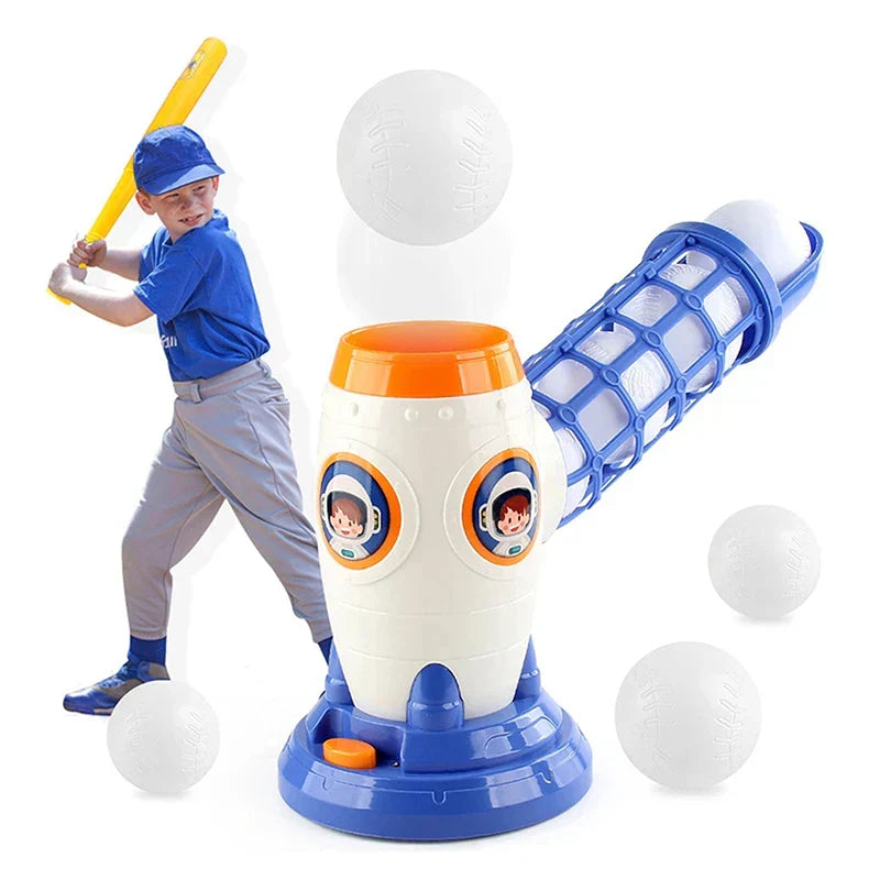 Kids' automatic baseball pitching machine set with bat, balls for outdoor & indoor active play