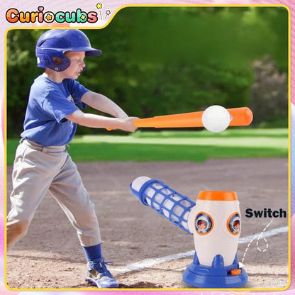 Fun kids sports toy: automatic baseball pitcher with included bat, great for all ages