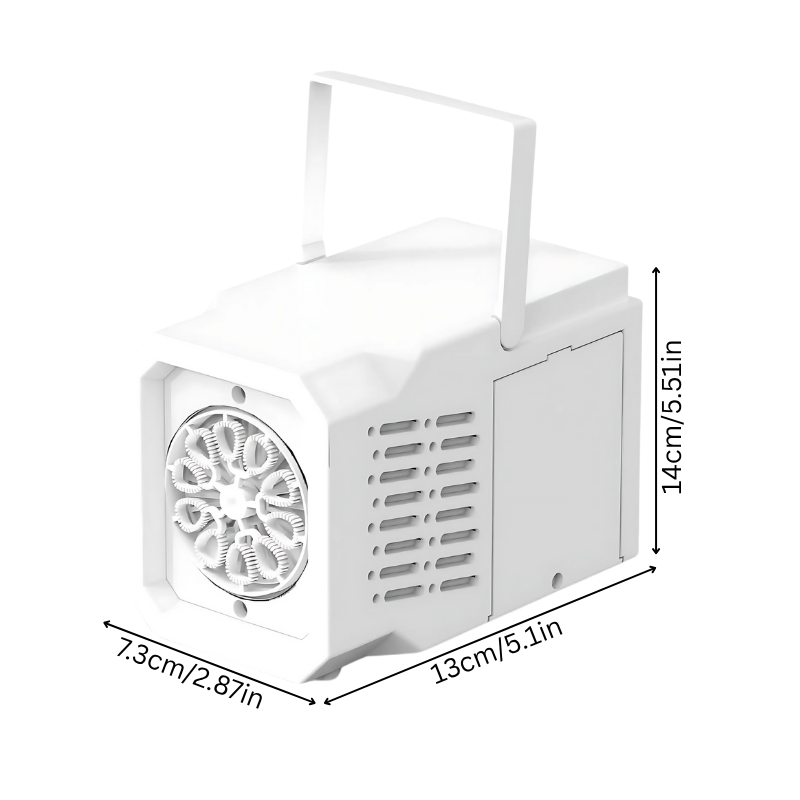 Automatic bubble machine toy for kids, generating numerous bubbles, perfect for outdoor fun and party entertainment.