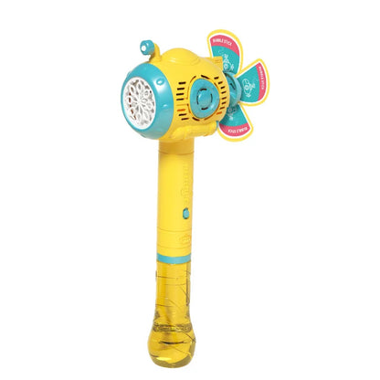 Child-friendly automatic bubble wand with dazzling LED lights, creating fun for any party