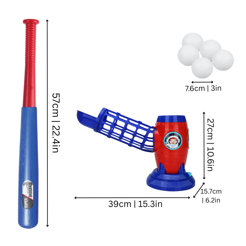 Automatic Pitching Machine for kids' baseball, improving motor skills with fun sports training.