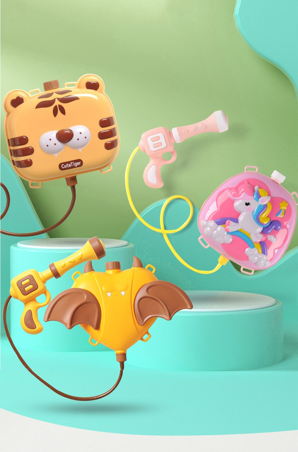 Child playing with a backpack water blaster, perfect for active outdoor summer fun