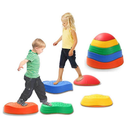 Kids Balance Plastic Stepping Stones set in vibrant colors for active play & coordination training