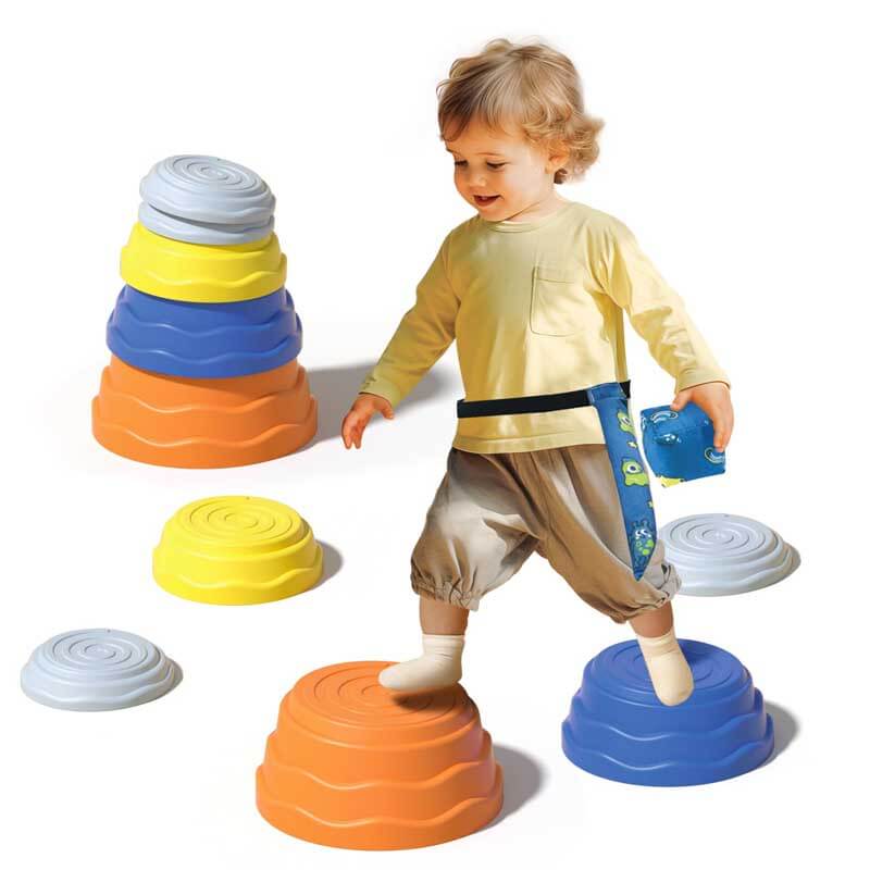 Kids' Balance Stepping Stones Set for motor skills development & sensory play, indoor/outdoor fun, toddler toys