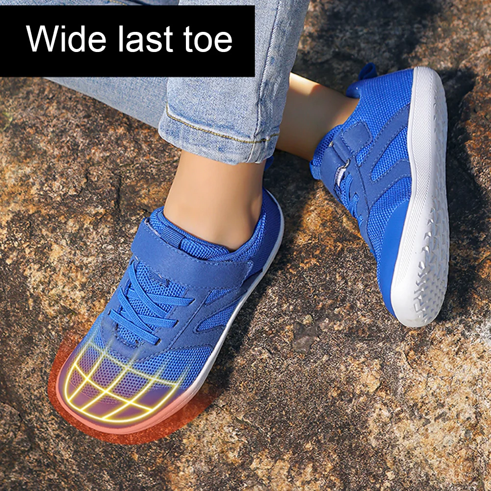 Pair of kids' barefoot sneakers, non-slip and breathable, on a clean white background