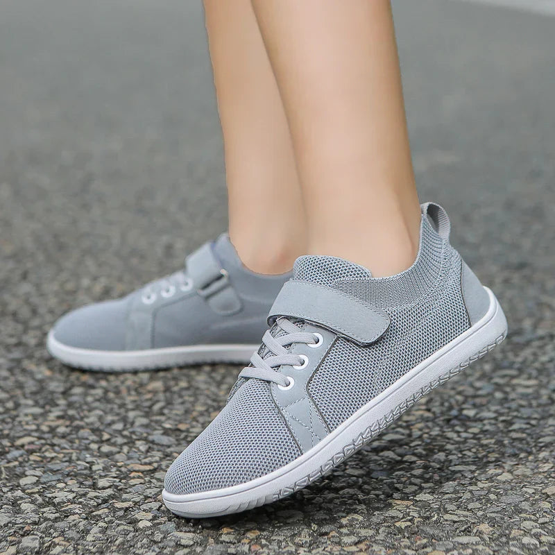 Barefoot sneakers for kids, easy velcro, all season, red