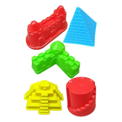 Outdoor play equipment: a kids' sand castle kit with all tools needed for beach fun and creative building.