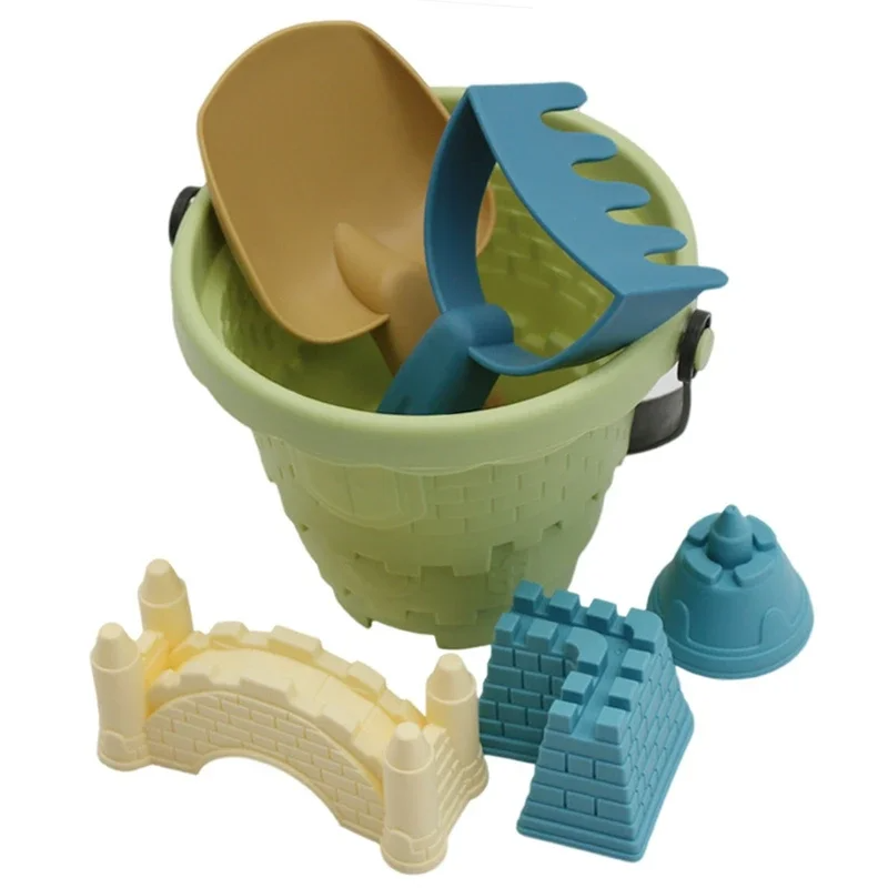 Outdoor play kids beach sand toys bucket set, designed for building sandcastles and creative fun.