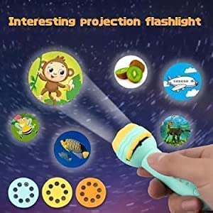 Kids' flashlight combining story projection and a nightlight, a versatile bedtime educational toy.