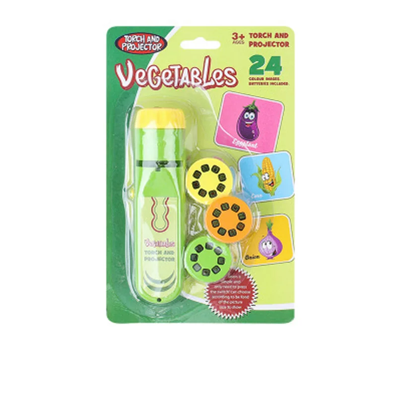 Educational children's flashlight projector displaying farm animals, engaging young kids before bedtime.