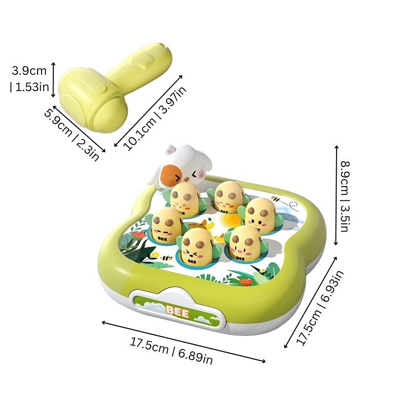Bee Whack kids game, interactive educational toy for toddlers, developing hand-eye coordination & fine motor skills.