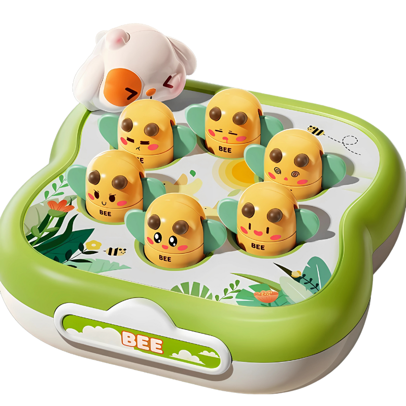 Children playing Bee Whack game, a fun interactive toy for kids' reflex training and cognitive development.