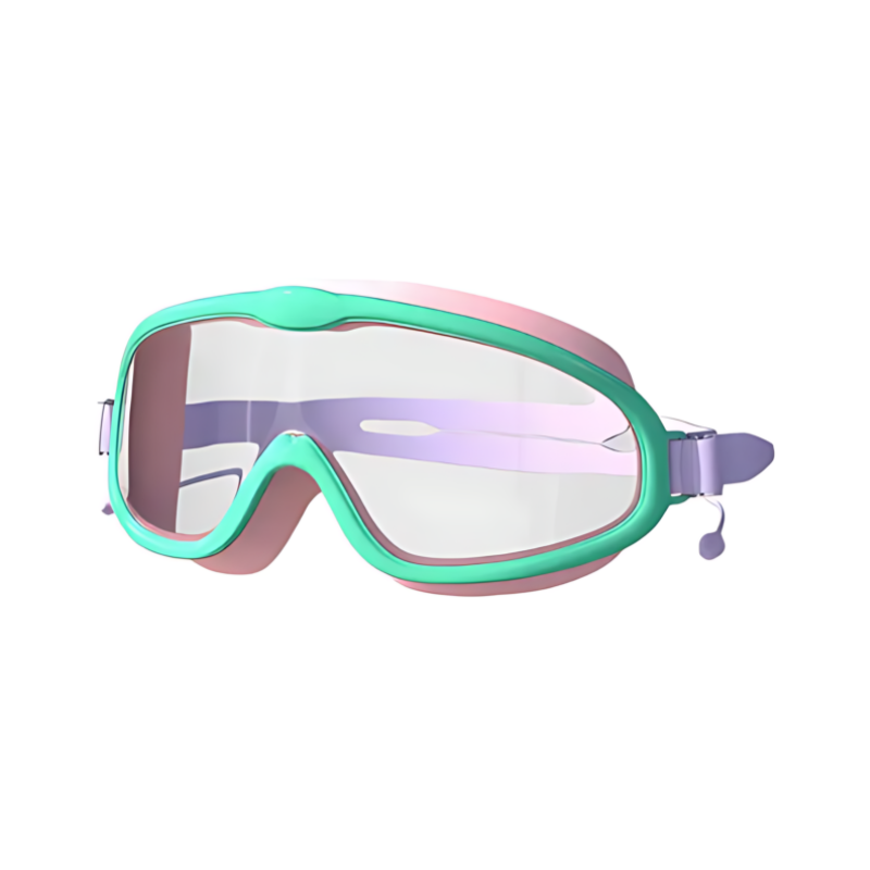 Child wearing vibrant anti-fog swimming goggles, ready for fun in the water