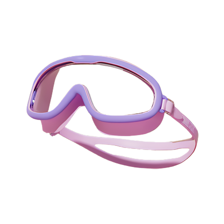 Kids' red anti-fog swimming goggles with comfortable fit for clear vision during swimwear activities