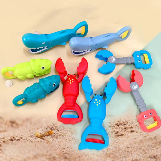 Kids' blue beach sand claw toy, perfect for creative outdoor play and summer fun