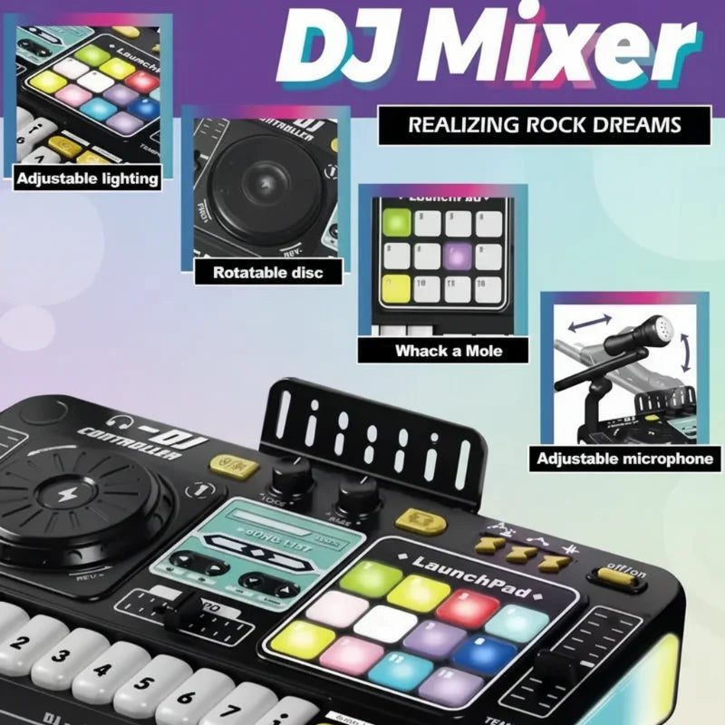 Musical DJ mixer toy for children, featuring Bluetooth connectivity for interactive music play