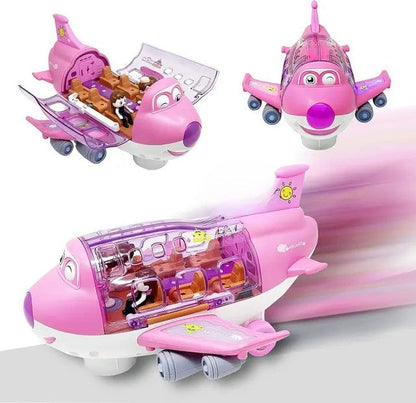 Kids' blue musical light-up airplane toy with bump and go action, perfect toddler gift