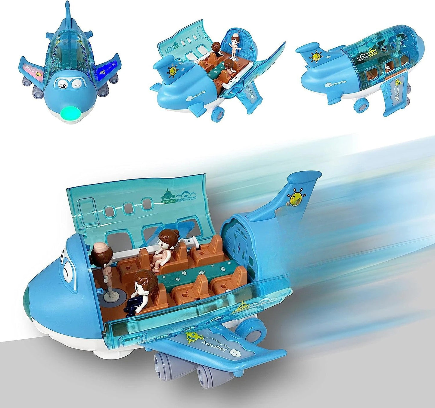 Pink light-up airplane toy for kids, a musical and educational toy for children