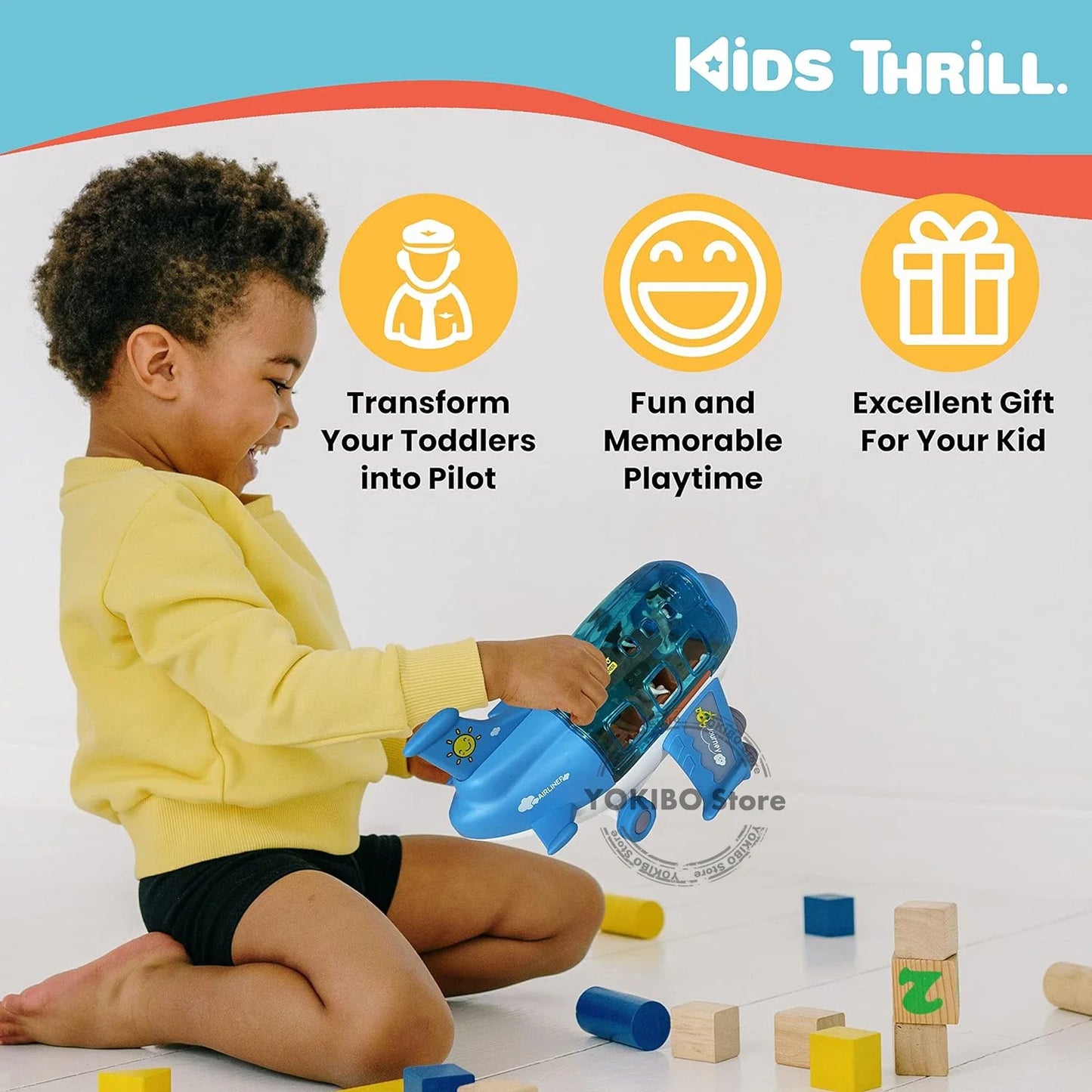 Educational airplane toy with lights and music, ideal for young children and toddlers