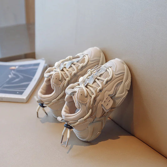 Kids' blue plush waterproof sports sneakers with elastic closure, ideal for boys & girls outdoor play