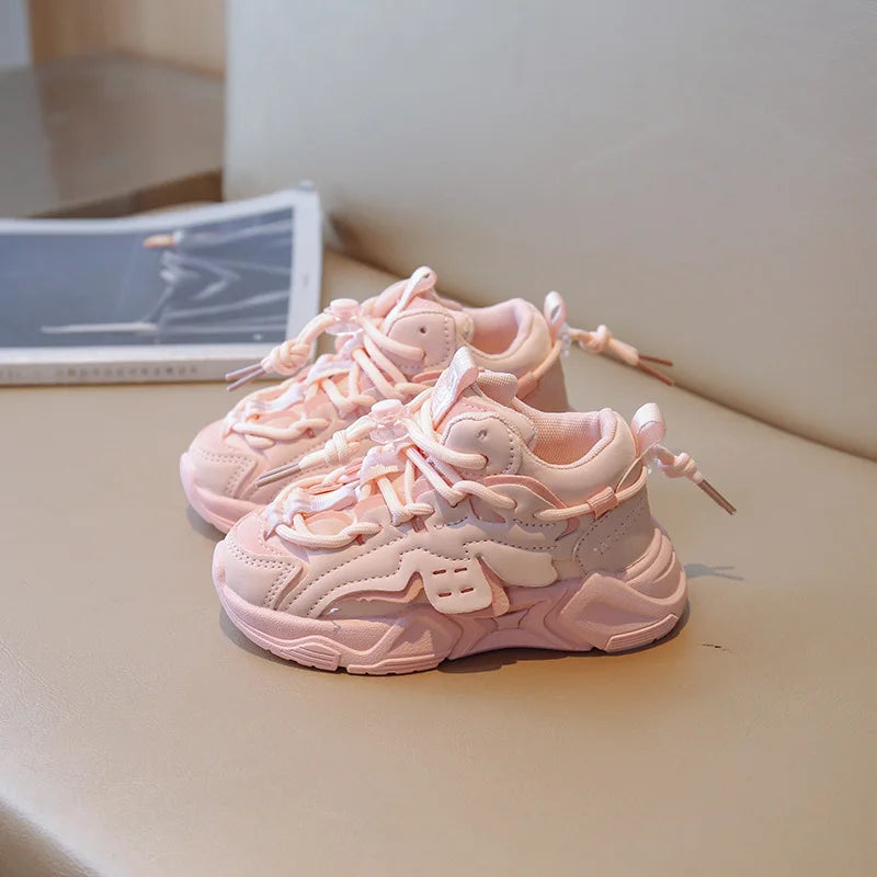 Unisex black plush waterproof sneakers, durable & comfortable shoes for kids' sports and outdoor adventures