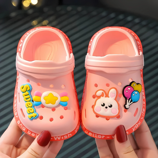 Kids' blue slip-on summer clogs with adjustable back strap for toddlers, perfect for outdoor play