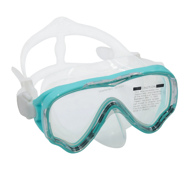 Purple kids' swim goggles with soft silicone nose cover, great for young swimmers