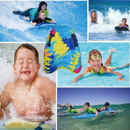 Child holding a lightweight summer bodyboard, ideal for kids' outdoor water activity and surfmat use