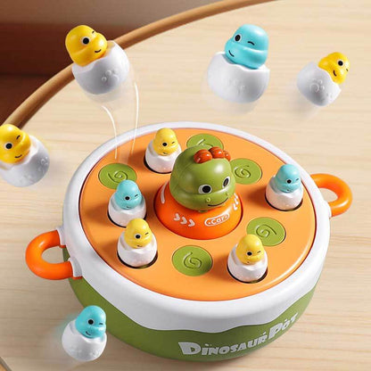 Happy child focused on catching a bouncing animal toy, encouraging interactive play