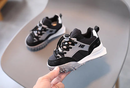 Active kids' footwear, blue/orange breathable sneakers with secure laces & anti-slip sole for sport