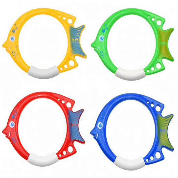 Complete kids' bright pool diving toy set for endless underwater fun, swimming skill development & water games.