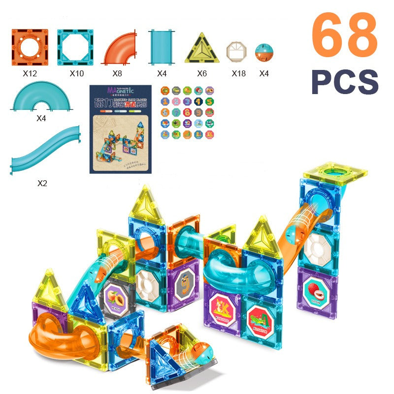 Educational magnetic marble run kit, perfect for STEM development and creative play.