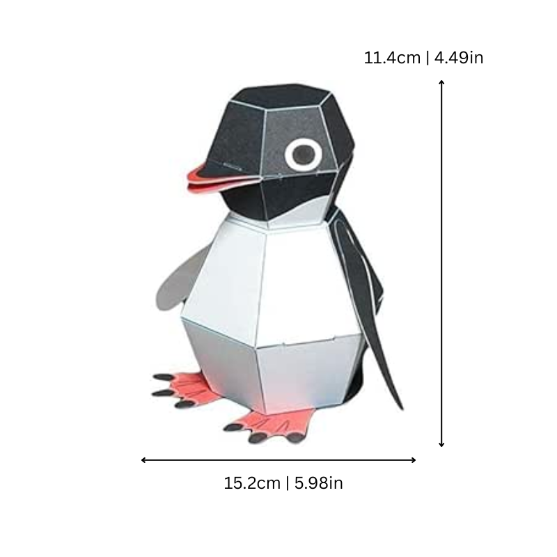 DIY pop-up penguin craft kit for kids, promoting screen-free educational fun with paper crafts.