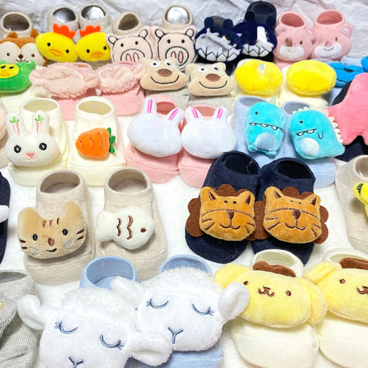Kids cartoon animal doll socks, multi-color cotton toddler socks for boys and girls