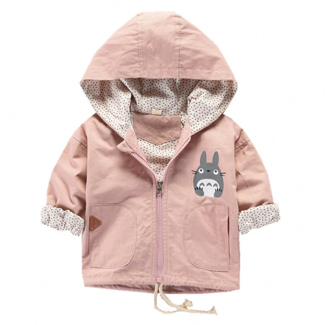 Kids Cartoon Mice Print Zipper Hoodie Jacket, 'Mickey' style for toddlers, warm cotton blend outerwear