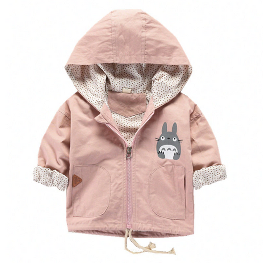 Kids Cartoon Mice Print Zipper Hoodie Jacket, 'Mickey' style for toddlers, warm cotton blend outerwear