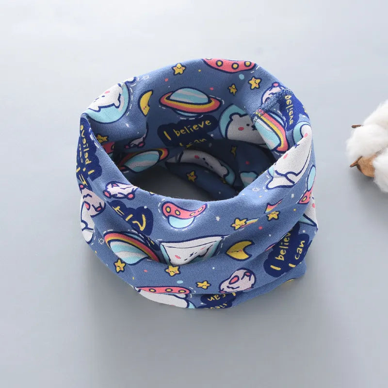 Kids' cozy cartoon neck warmer, with a cheerful cartoon sun, perfect for chilly weather