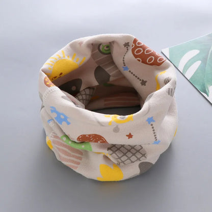 Toddler's stylish neck warmer, yellow with cartoon bees, adds flair to outfits