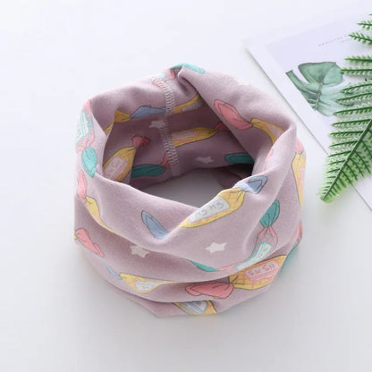 Cute baby's neck wrap, white with cartoon puppies, ideal for delicate skin