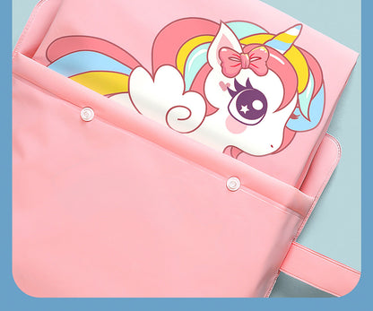 Close-up of the cartoon character on a toddler's raincoat fabric, making rain fun, durable