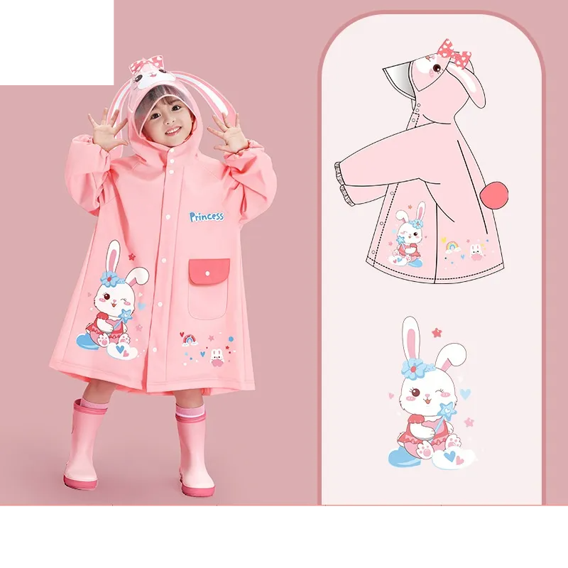 Childrens poncho folded neatly into its compact, portable storage bag, easy to carry