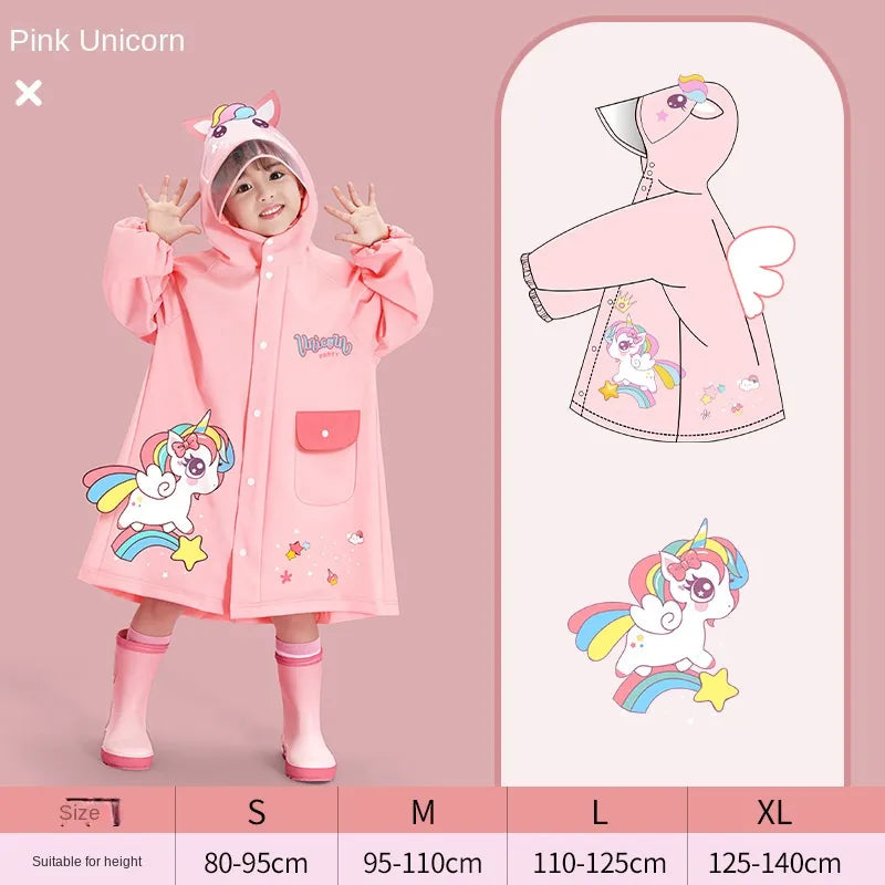 Detailed image of the durable, waterproof fabric of a kids' raincoat, weather-resistant