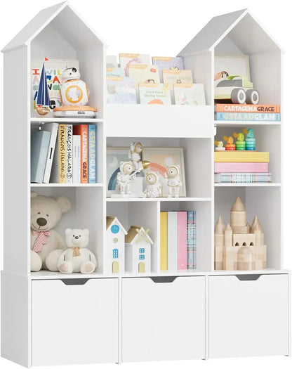 White and pink kids furniture: a castle toy organizer with rolling drawers, perfect for children's rooms