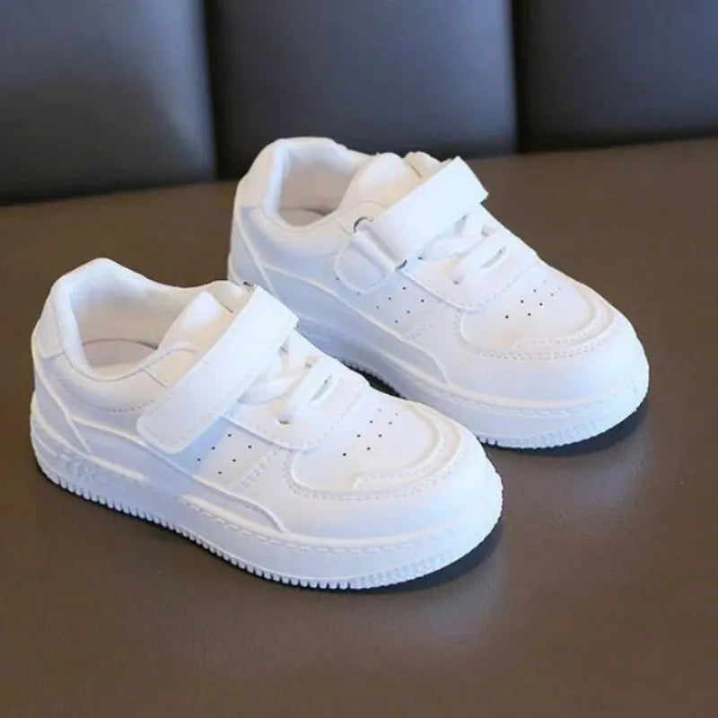 Kids casual sneakers with velcro, breathable leather for boys & girls, perfect for spring & autumn playtime