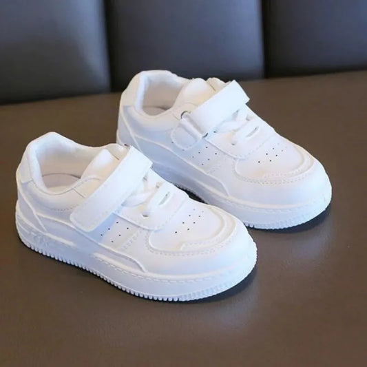 Kids casual sneakers with velcro, breathable leather for boys & girls, perfect for spring & autumn playtime
