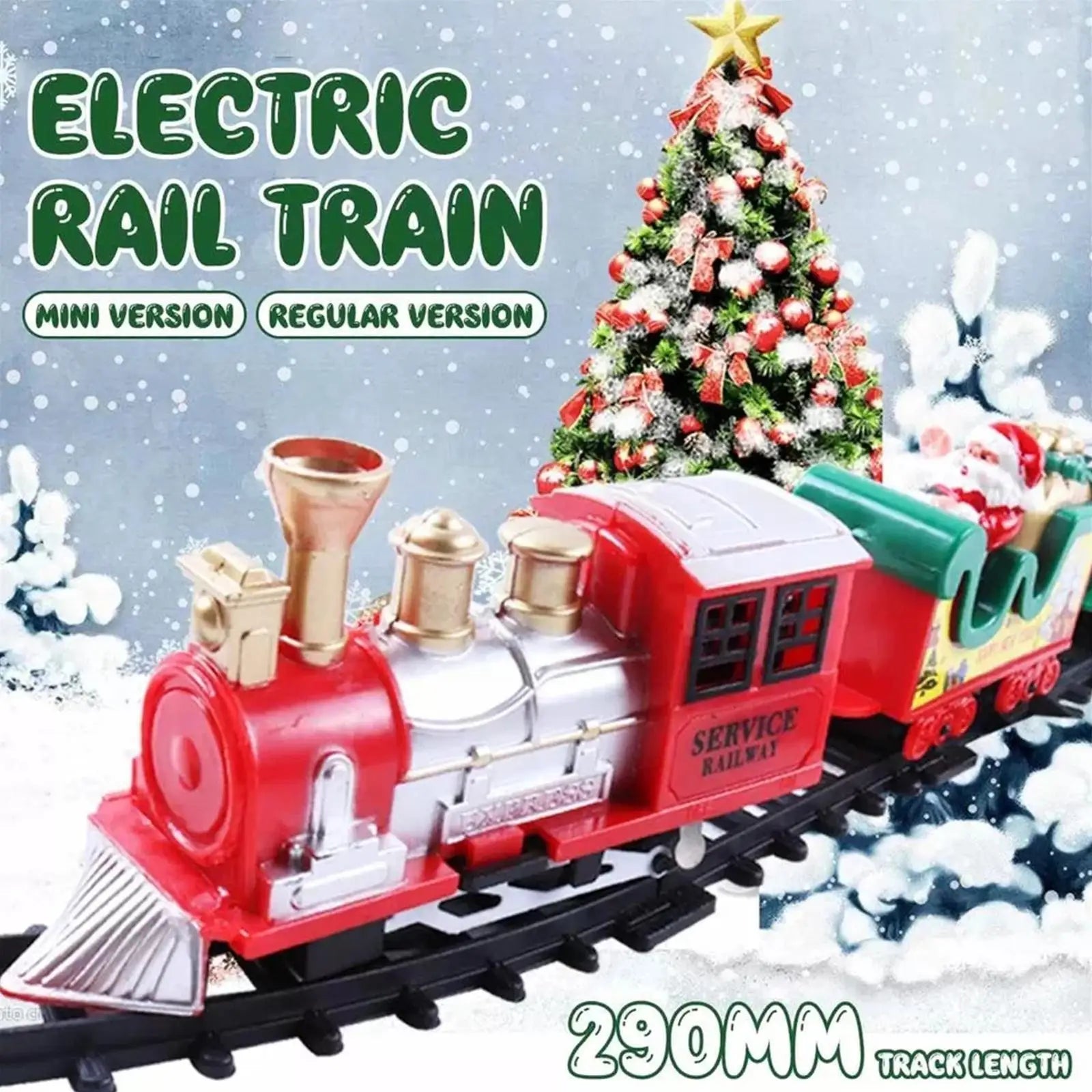 Children's toy train set, electric with lights & sound, great for family fun at Christmas.