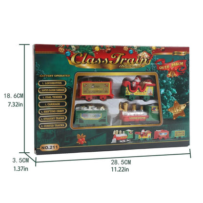 Christmas-themed electric train toy with sound & light, a fun and educational track set for kids.