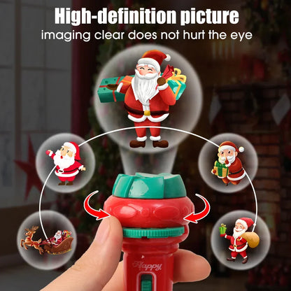 Children's Christmas projector flashlight toy with snowman image, a festive and educational night light.